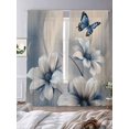 thumbnail image 3 of Elegant Floral Sheer Curtains 96 Inch Length 2 Panels Set, Modern Blue Butterfly Flowers Burlap Voile Window Treatment Semi Sheer Long Curtains Drapes for Bedroom/Living Room/Kitchen 52"x96"x2, 3 of 7