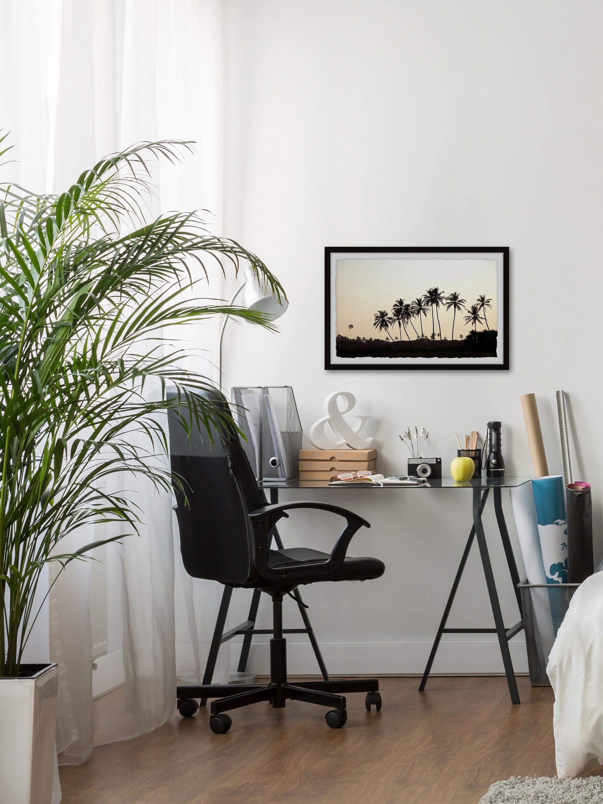 Marmont Hill Palm Trees Silhouette Framed Wall Art, 1.50" x 12.00"