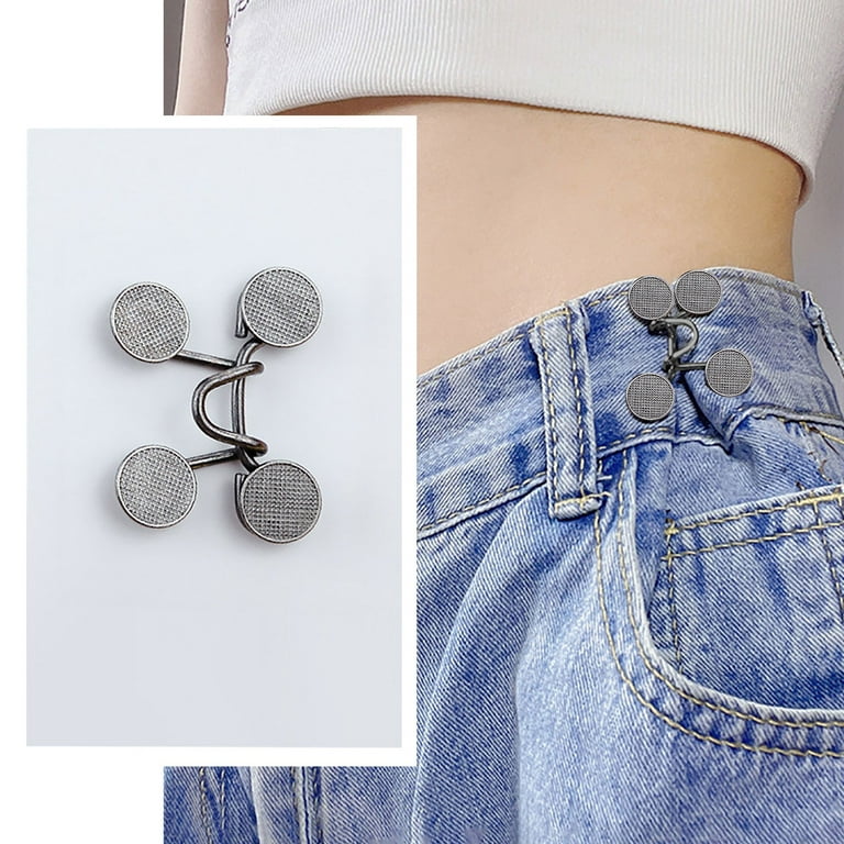 4 Set Jeans Button Pins Metal Pearl Snap Fastener Adjustable Pants Waist  Buckle Tightener DIY Clothing Jeans Sewing-free Buttons