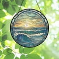 thumbnail image 3 of Romantic Daylight Ocean Wave Stained Glass Suncatcher,creative Decorative Gift,elegant Window Hanging,home Decor,cure Gift,mother's Day Gift, 3 of 7