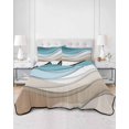 thumbnail image 3 of Turquoise Brown Summer Quilt Set Full Size,Soft Microfiber Quilted Bedding Set with 2 Pillow Shams,Teal White Geometric Gradient Stripes Lightweight All Season Bedspread Coverlet for Bedroom 78"x90", 3 of 6