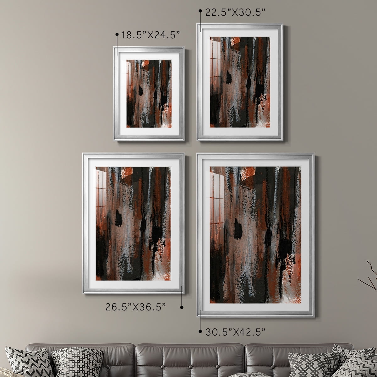 Wexford Home Loft Pastel VII Premium Framed Print, 30.5" x 42.5" - Ready to Hang, Silver (Set of 2)
