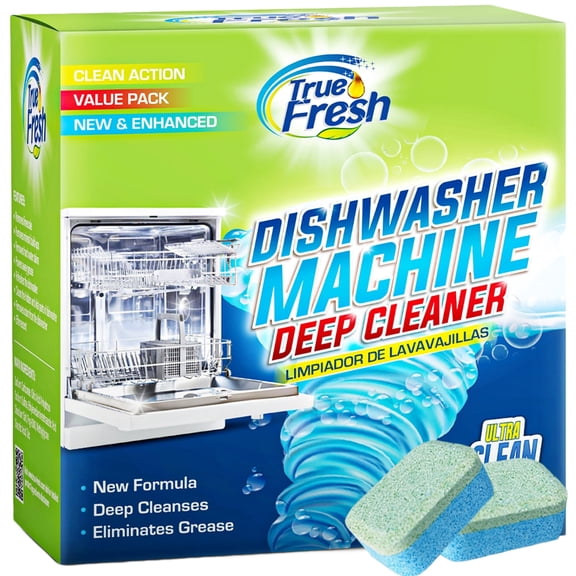 True Fresh Dishwasher Cleaner Tablets 18 Pack - Dishwasher Cleaner and Deodorizer to Descale, Remove Limescale and Buildups