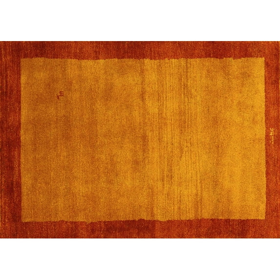 Ahgly Company Indoor Rectangle Abstract Yellow Contemporary Area Rugs, 2' x 5'
