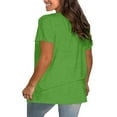 thumbnail image 4 of Green Tshirts for Women Plus Size V Neck T Shirts Women Short Sleeve Tops Casual Summer Tshirts Loose Fit Tee Going Out Tops for Women, 4 of 5