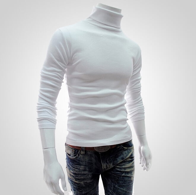 mens black and white turtleneck