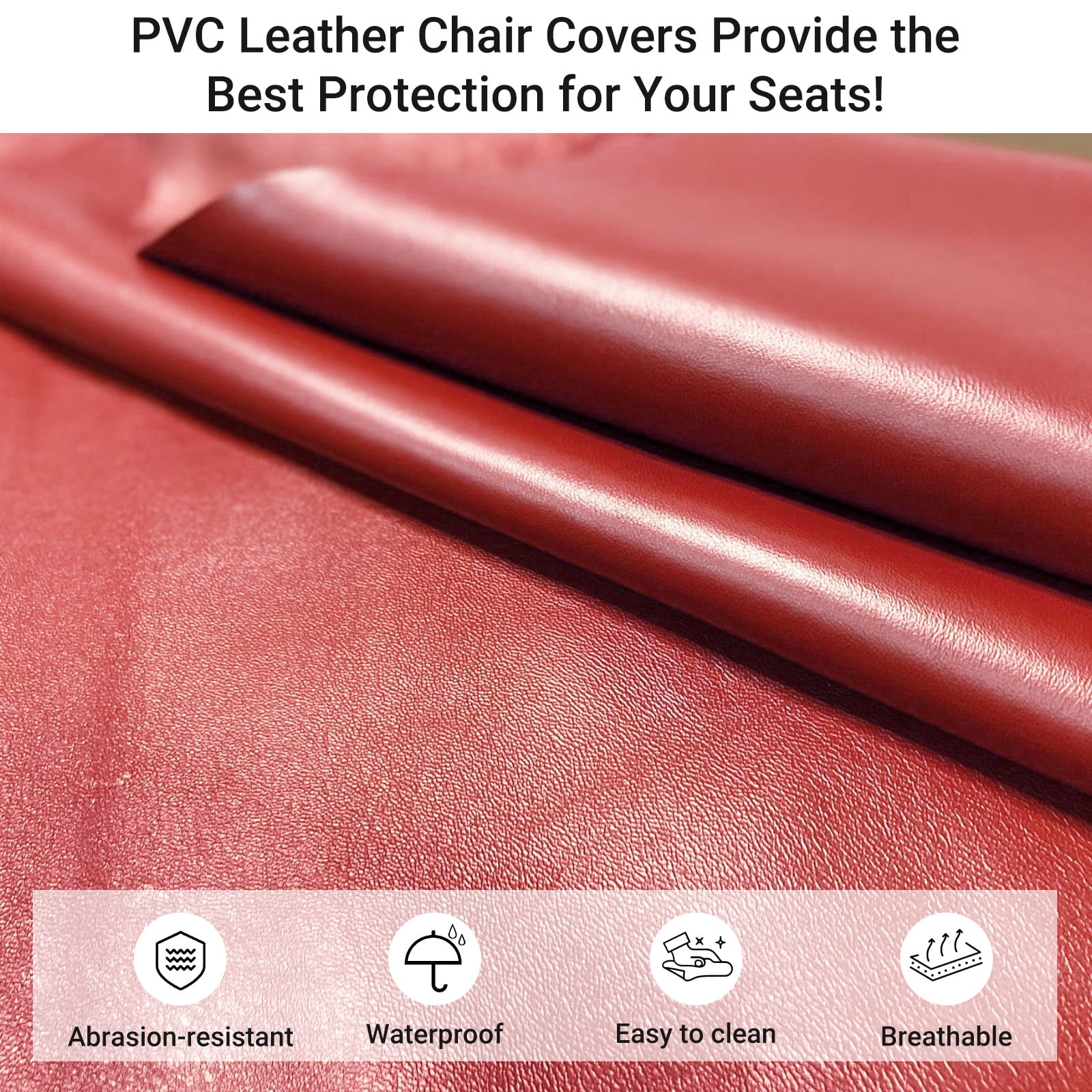 OTOEZ Universal Car Seat Covers Breathable PU Leather & Zipper Design, 5 Seats Full Set Waterproof Cushion Interior Accessories, For Solid Split Bench