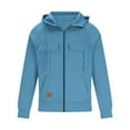 thumbnail image 3 of Fall Winter Mens Tactical Zip Up Hoodie Regular Fit Long Sleeve Sweatshirt Jacket Cargo Sleeve Casual Hiking Streetwear Light Blue L, 3 of 4