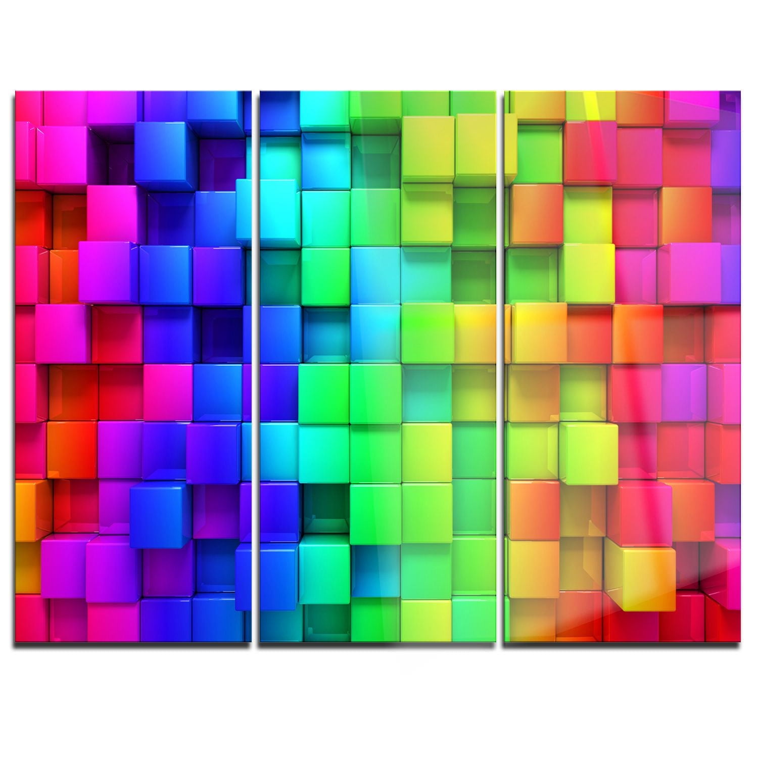 Design Art Rainbow of Colourful Boxes Multipanel Abstract Extra Large Metal Wall Art