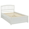 thumbnail image 6 of imerelez Twin size Platform Bed Wood Bed Frame with Trundle, White, 6 of 9