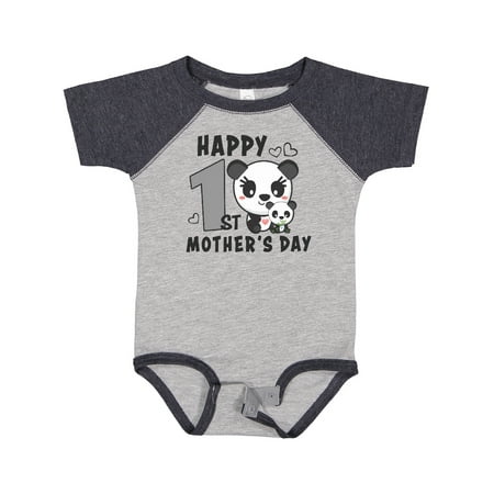 

Inktastic Happy First Mothers Day with Panda Bears Boys or Girls Baby Bodysuit