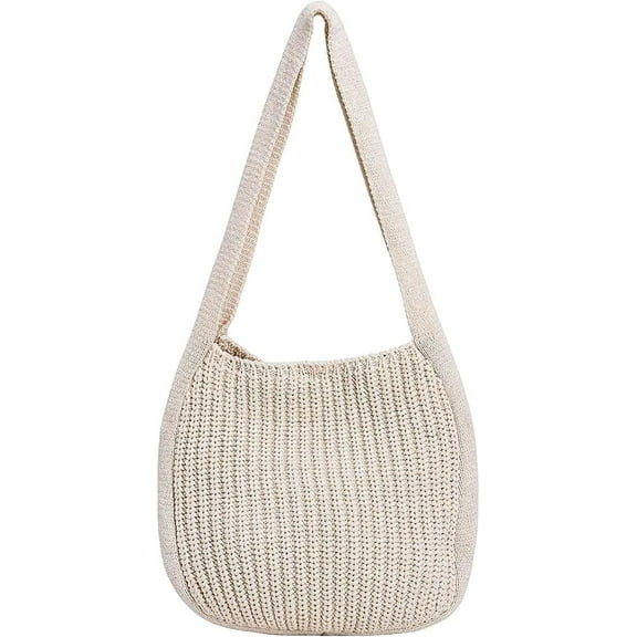 Kukuzhu Women's Hobo Bag Crocheted Shoulder Bag Large Knitted Handbags Tote Aesthetic Purse Top Handle Bag