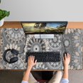 thumbnail image 4 of Long Mouse Pads for Desk,Gray Floral Mandala and Leaf Pattern Desk Mats on Top Of Desks, Desk Mouse Pad Extra Large with 3mm Non-Slip Base and Stitched Edge for Gaming,Office,Work,Home 47.3"x23.6", 4 of 6