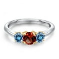 thumbnail image 3 of Gem Stone King 925 Silver and 10K Yellow Gold Red Garnet and Persian Blue Moissanite Engagement Ring for Women | 1.01 Cttw | Round 5MM | Gemstone January Birthstone | Size 7, 3 of 6