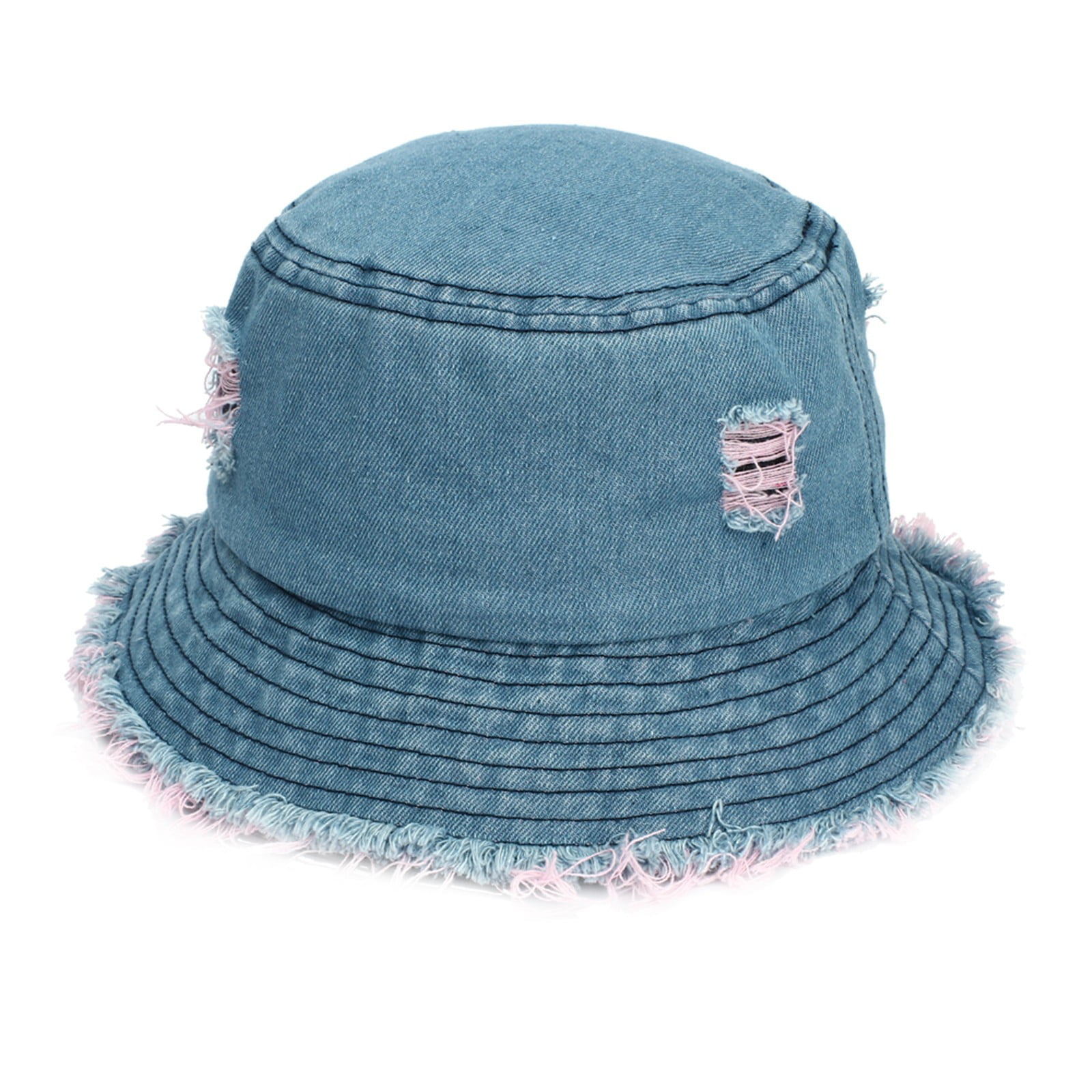 gyujnb Bucket Hats for Women Hat Hole Denim Hat Washed Fisherman Casual