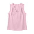 thumbnail image 4 of Women's Summer Tank Tops Dressy Casual Sleeveless Satin Blouses V Neck Tunics Cute Business Work Shirts Pink XL(XL), 4 of 7