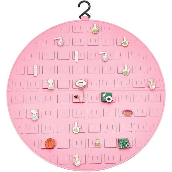 1pc Double-sided Soft Felt Wall-Mounted Jewelry Hanging Rolls for Earrings Necklaces Organizer Holder Round with Plastic Hooks Peru 45.3x40x0.4cm