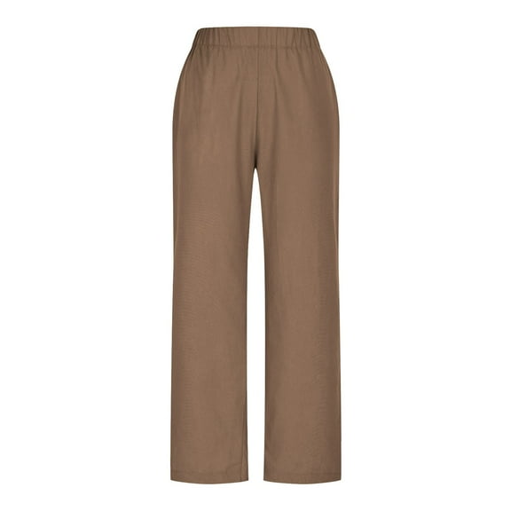 Yangnuo Womens Fashion Causual Loose Pants Women's And Linen Solid Color Button Open Pants