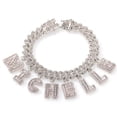 thumbnail image 2 of Lulu Mel Iced Out Custom Name Necklace with 12mm Cuban Link Chain Initial Letters Bracelet Anklets Choker Hip Hop Customized Name Necklace Personalized Jewelry For Gift (1 Letter), 2 of 2