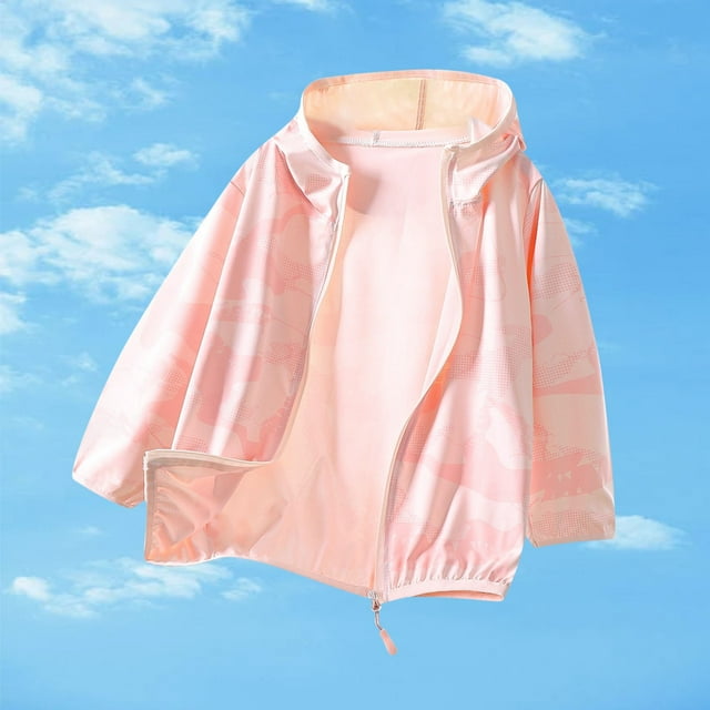 LOVZFMLL Jackets for Girls Summer Girls' Sun Protection Clothing With Protective And Friendly Ice Jacket And Dry Zipper Hooded Top Suitable For Going Out 8-9 Years