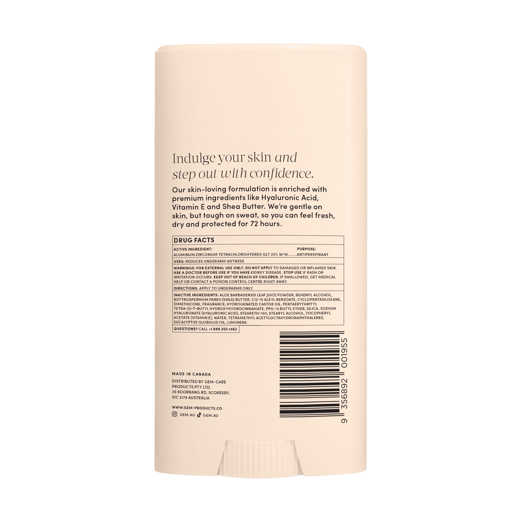 Gem Skin-Loving 72hour Protection Antiperspirant Deodorant Stick: Santal 2.6 oz