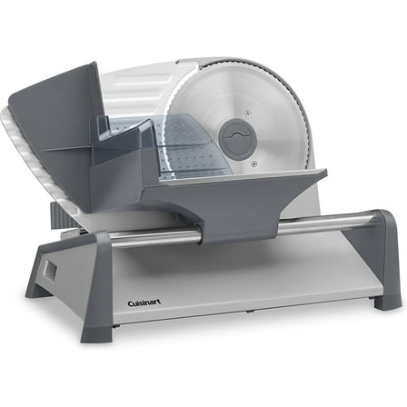 Food Slicer, Meat Slicer with Slice Control Knob Adjusts from 1/32" to 1/2" to Slice Bread, Roasts, and Firm Cheeses, Removable 7.5" Stainless Steel Cutting Blade,Gray