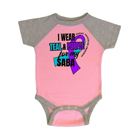 

Inktastic Suicide Prevention I Wear Teal and Purple for My Saba Gift Baby Boy or Baby Girl Bodysuit