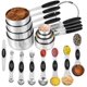 thumbnail image 1 of Juego de 16 tazas medidoras y cucharas medidoras magnéticas de acero inoxidable, 8 tazas medidoras con mango de silicona y 7 cucharas medidoras magnéticas de doble cara y 1 nivelador, 1 of 4