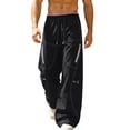 thumbnail image 3 of cllios Mens Cargo Pants with Zipper Pockets Loose Fit Wide Leg Trousers Drawstring Elastic Waist Outdoor Casual Lightweight Work Pants Black M, 3 of 10