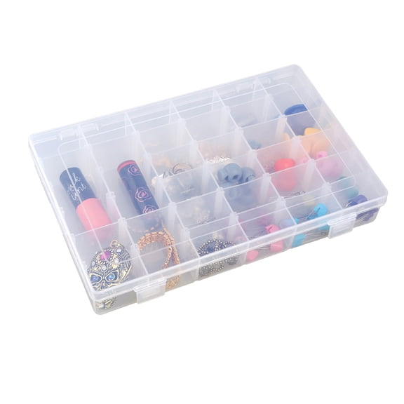 OFFIGAM White Plastic Storage Organizer Box with Adjustable Dividers for Home, Office, Women, and Family Use