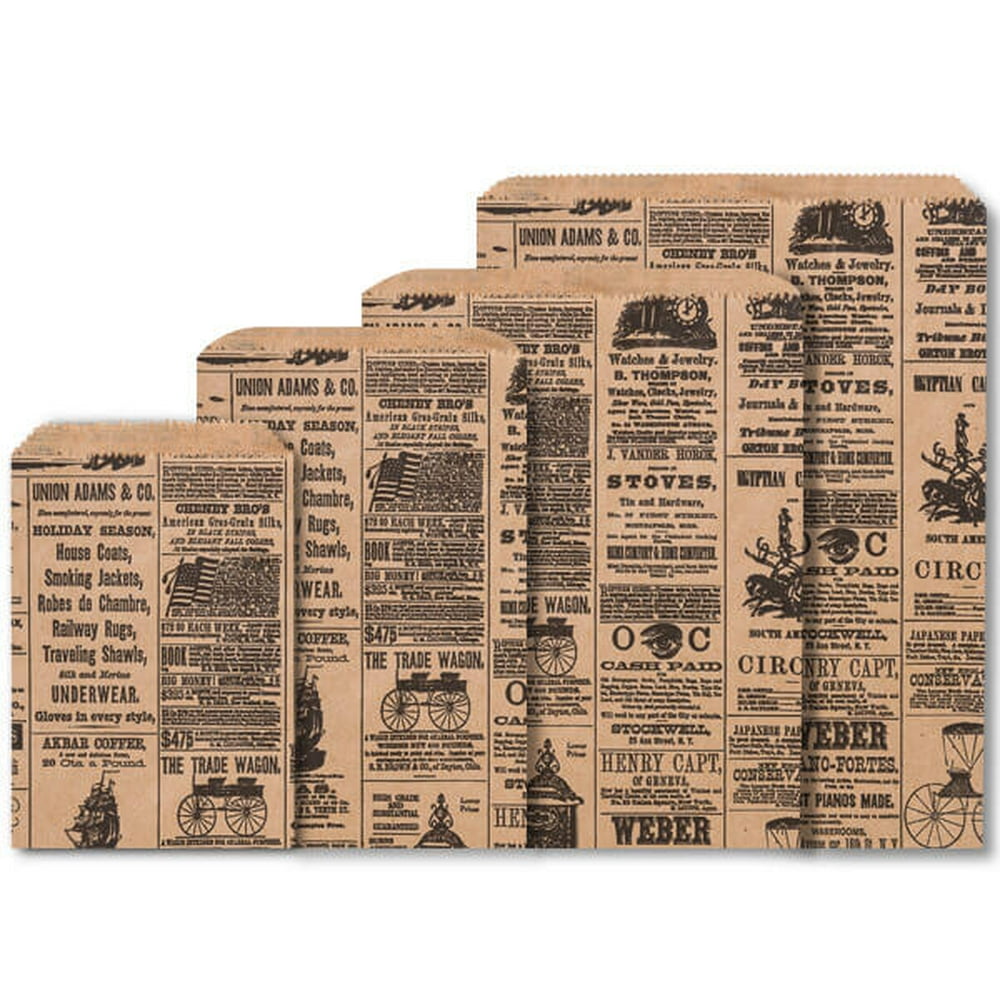 600 PK, Newsprint Kraft Paper Merchandise Bag Assortment For Party