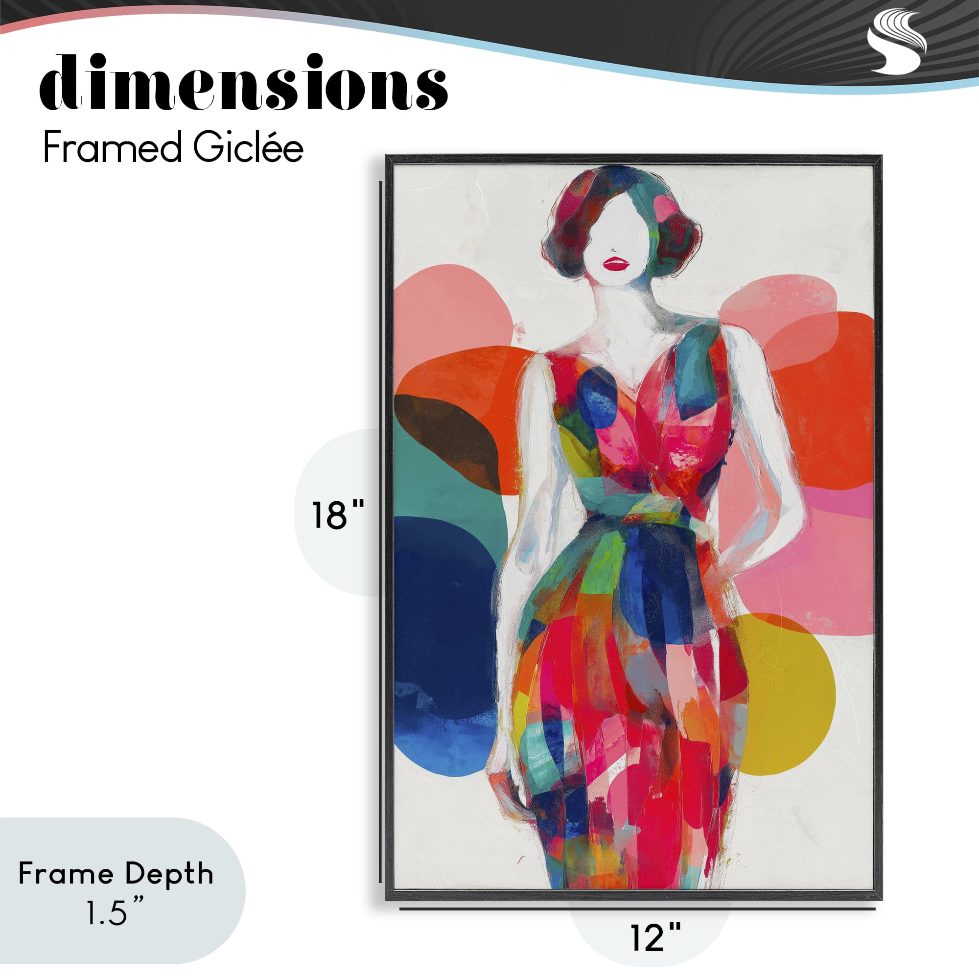 Stupell Industries Deco Fashion Woman Black Framed Giclee Art, design by Chromatic Storm Studio