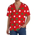 thumbnail image 3 of Honeii 's White and Green Polka Dot for men's short-sleeved button-up collared shirt featuring a pocket, perfect for beach vacations, and travel adventures., 3 of 5