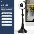 thumbnail image 1 of 4K Webcam with Microphone  Web Cameras with Light  Desktop Streaming USB Face Web Cam with Bracket for Facebook  YouTube  Skype  TV  PC, 1 of 9