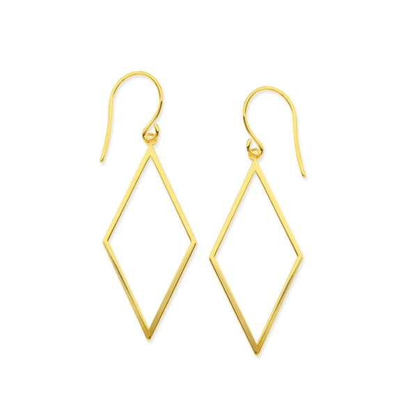 14K Yellow Gold Shiny Drop Triangle Earrings