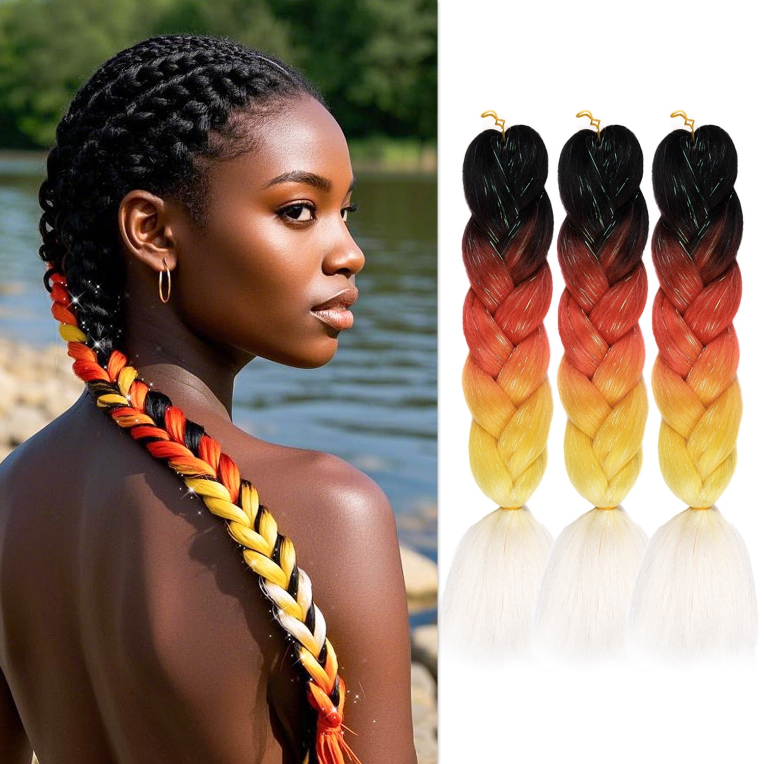 【PRIDE】新品　プライド　オレンジ　モヘア　ウェーブファー　カール　コート XmhyTop 6 Packs 24 Inch Colorful Braiding Hair Extensions, Ombre