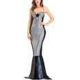 thumbnail image 1 of Sunloudy Vestido largo de Halloween para mujer, sin mangas, con cordones, cuello halter, espalda descubierta, patchwork, sirena, vestido de cosplay Sunloudy moda, 1 of 9