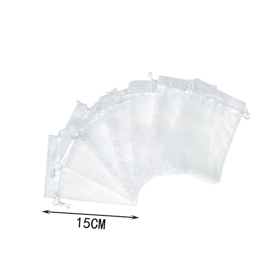 WNFJR 100pcs Solid Color Transparent Mesh Bags - Bird-Proof Fruit Protection Bags with Drawstring