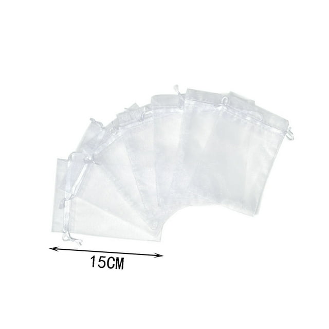 Mesh Drawstring Bag 100 Count Solid Color Transparent Fruit Protection Bag for Apples Grapes Vegetables and Jewelry