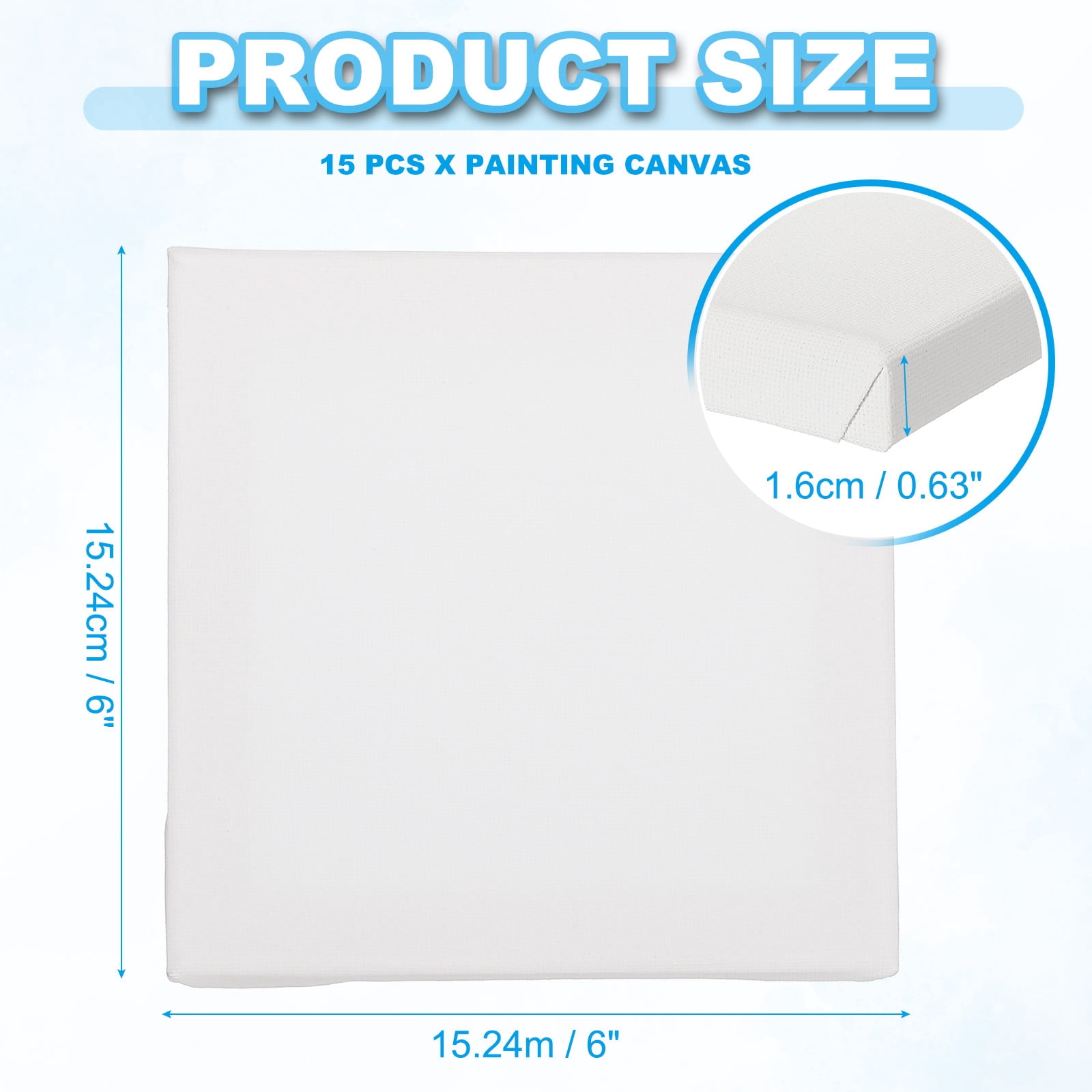 Uxcell Canvas for Painting, 15 Pack 6x6" Blank Cotton Canvas for Various Paints