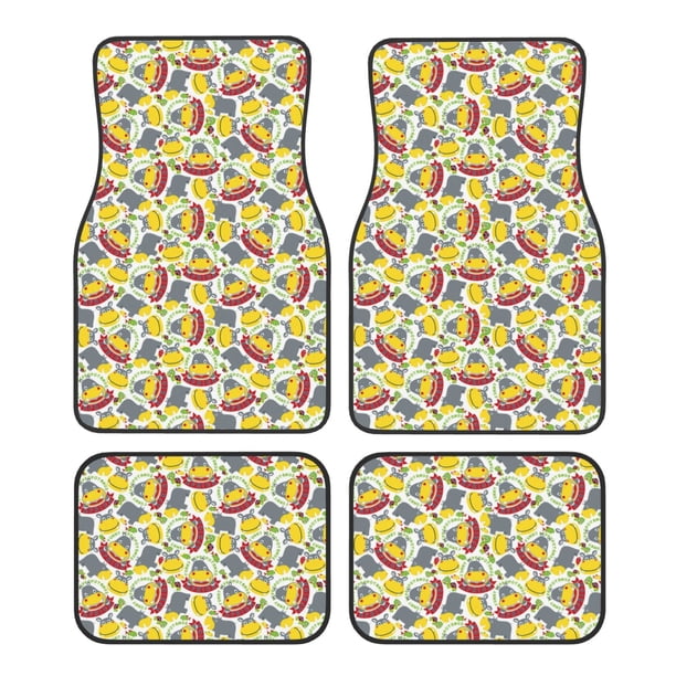 Fotbe Hippopotamus Juego de 4 Tapetes para Auto con Estampado – Alfombrillas de Goma Reforzada, Diseño Antideslizante, Protección para Todo el Año – Vehículos, Autos, Camionetas y SUVs