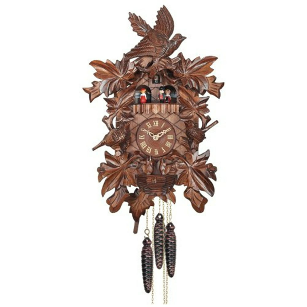 One Day Musical Cuckoo Clock with Hand-carved Birds, Leaves, and Chicks ...