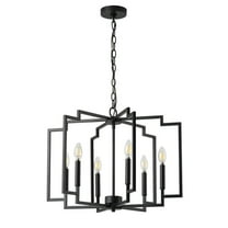 24.02" Hanging Lamp, Matte Black Rustic Pendant Light Dining Room Lighting (6-Light)