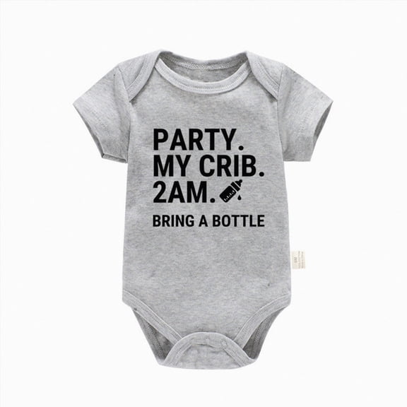 Splozh Baby Girl Summer Clothes 3 6 9 12 18 24 Months Infant Boys Girls Short Sleeve Letter Print Romper Bodysuit Newborn Clothes,Grey,6-9 Months