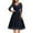 Navy, variant on Herrnalise Women’s Dresses Summer 2024 Fashion Solid Lace 3/4 Sleeve Corset Swing V- Neck Party Dress S-2XL
