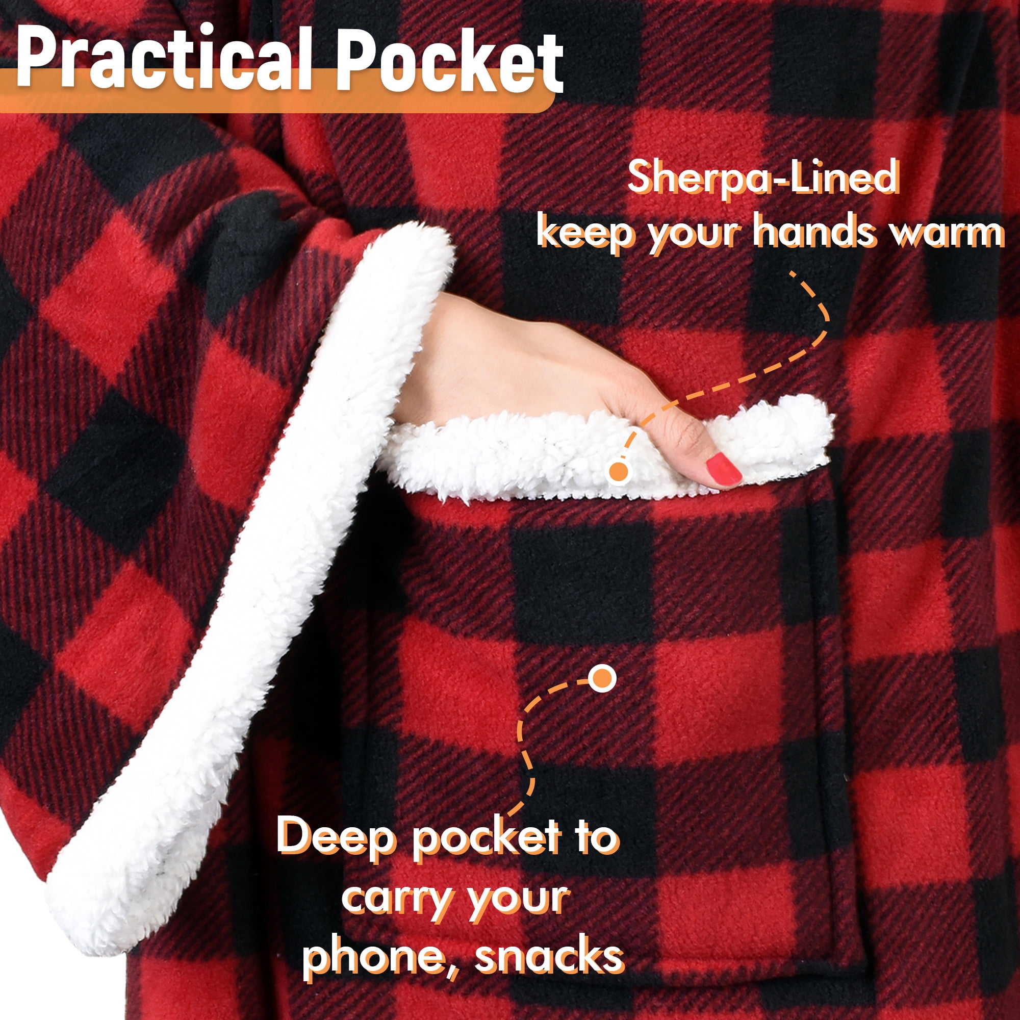 Catalonia Wearable TV Blanket with Sleeves Arms & Feet pockets for Adult Micro Plush Fleece Large Wrap Throw Robe 75 x 5