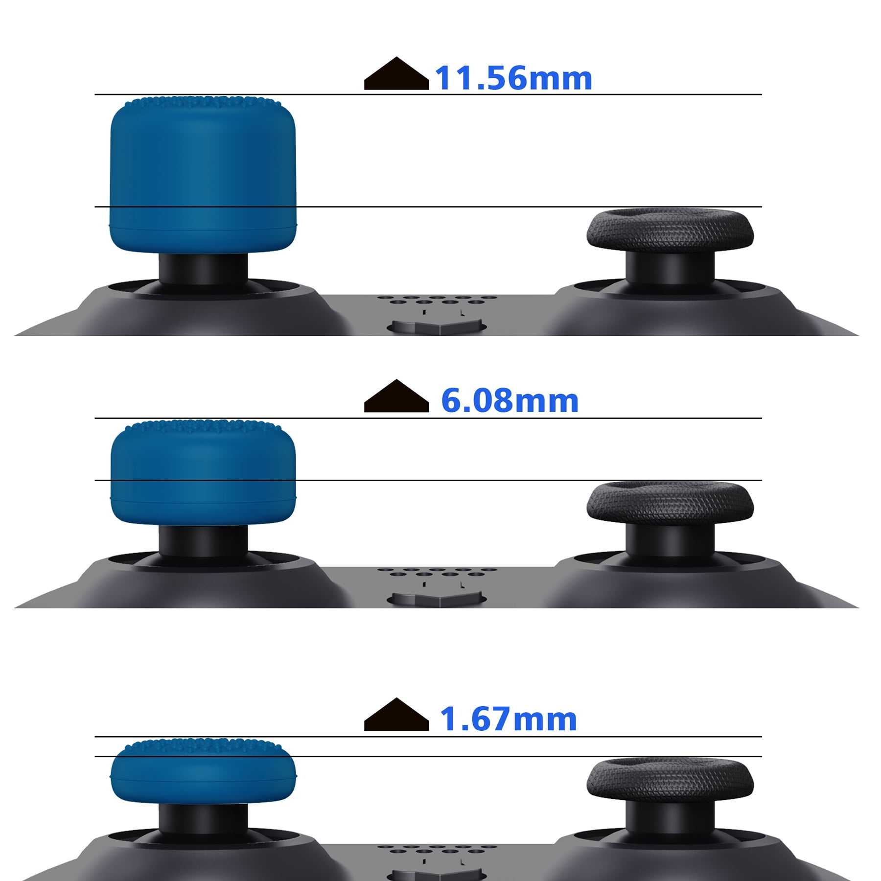 PlayVital Blue Ergonomic Thumbstick Caps for PS5/4, Xbox Series X/S, Xbox  One, Xbox One X/S, Switch Pro Controller - with 3 Height Convex and Concave  - Diamond Grain & Crack Bomb Design 