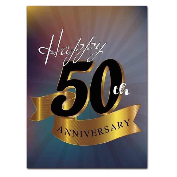Jumbo 50th Anniversary Card – Extra Large 11.75" x 9" Gold Design, Blank Inside with Envelope – Golden Wedding Anniversary for Parents, Grandparents, Couple & Group Signing