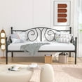 thumbnail image 2 of VECELO Twin Size Metal Daybed with Headboard, Metal Slats Support/Easy Assembly, No Box Spring Needed, Black, 2 of 8