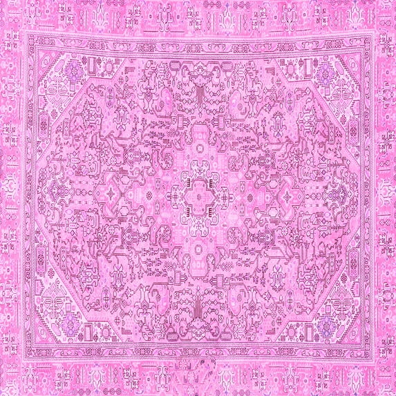 Ahgly Company Indoor Square Abstract Pink Modern Area Rugs, 4' Square